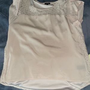 Satin beige blouse with lace back